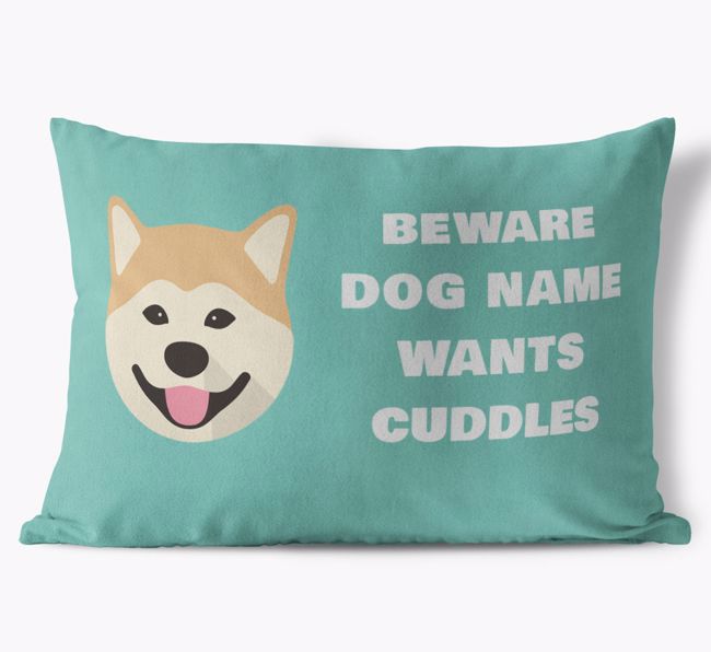 Beware of Cuddles: Personalized {breedFullName} Soft Touch Pillow